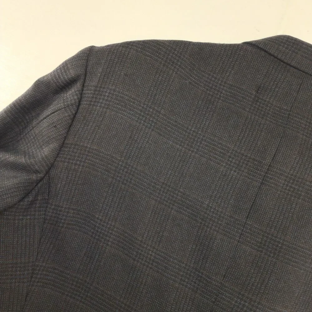 Vintage Evan Picone 44L | Gray Blue Plaid‎ Wool Tweed Sport Coat Blazer Jacket